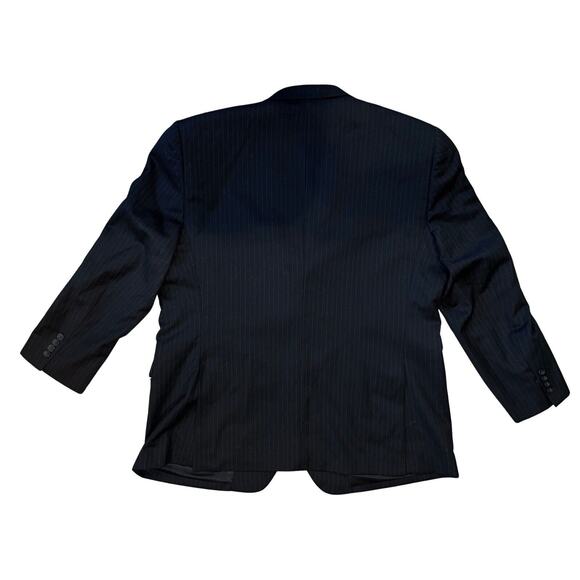 PRONTO UOMO PLATINUM Mens Pinstripe Sport Coat 50 L Black Wool‎ 2 Button EUC - Picture 5 of 8
